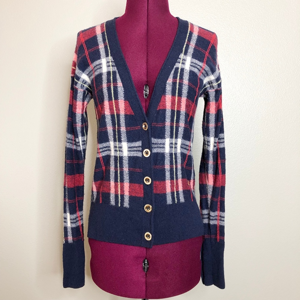 Juicy Couture | Wool Blend Plaid Grandpa Cardigan